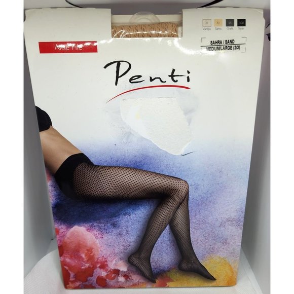 Penti Alise File Medium/Large (2/3) Sand Fishnet Tights 5127 - Picture 1 of 12